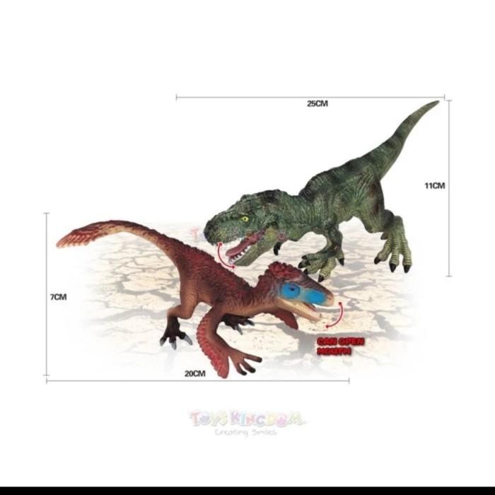 Figure red dino trex T Rex dinosaurus + kandang original Toys Kingdom
