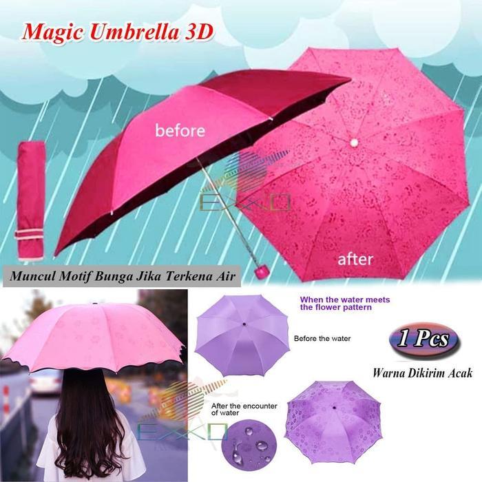 Payung Lipat Magic 3D Magic Umbrella 3D Payung Hujan 3D Payung Motif *