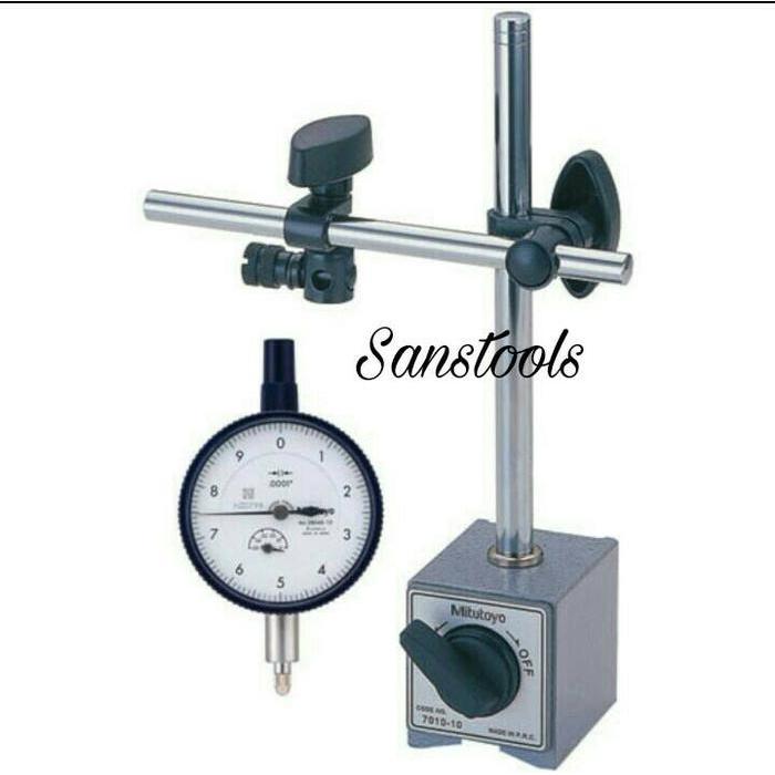 dial indicator + dudukan magnetic base stand mitutoyo 2046A 7010S-10 original indikator set mitutoyo