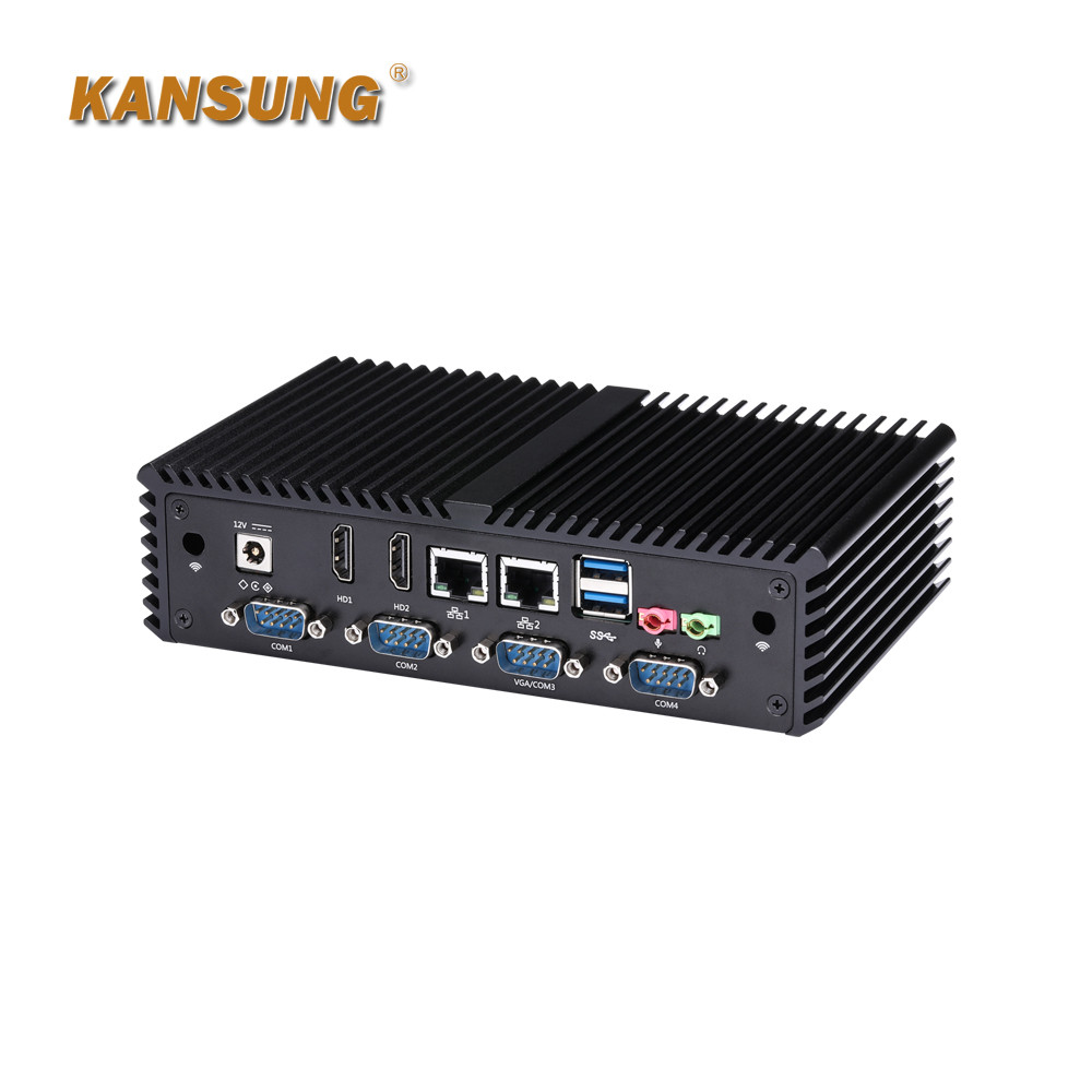 . Desktop Barebone 6 Com Rs232 Industrial Linux Computer Thin Client Intel Pentium Broadwell 3805U