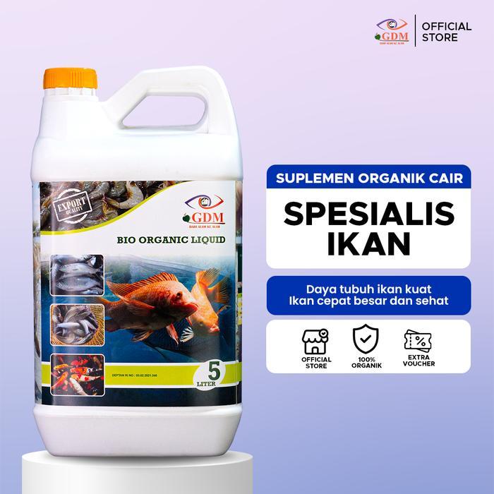 Suplemen Organik Cair GDM Perikanan 5L Probiotik Perikanan Air Jernih & Ikan Cepat Besar Lele Nila