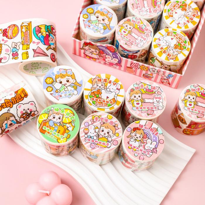 Stiker Roll Washi Karakter Cute / Stiker Washi Cute