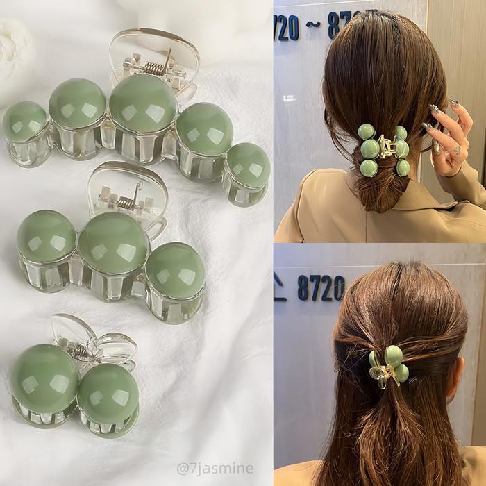 10cm Jepitan Rambut Gaya Hiu Ukuran Besar dengan Mutiara Akrilik Cocok untuk Sanggul Rambut Panjang