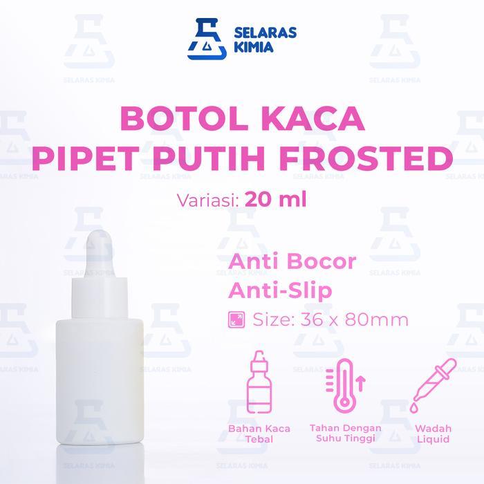 Botol Pipet Kaca Solid White Bahu Datar 20ML / Botol Pipet Kaca Serum 20ml / Botol Kaca 20ML