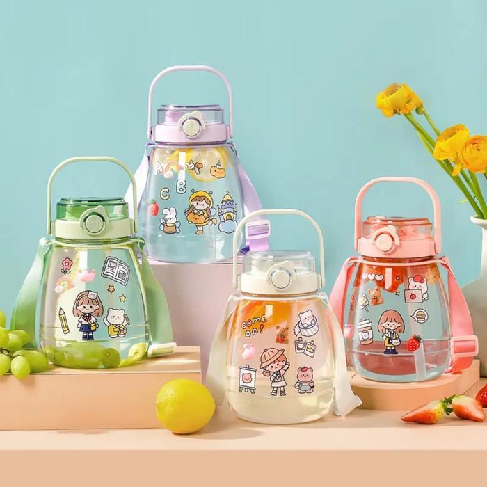 ID BOTOL MINUM TEMPAT MINUM ANAK BOTOL GEMOY GRADASI DENGAN TALI DAN STIKER
