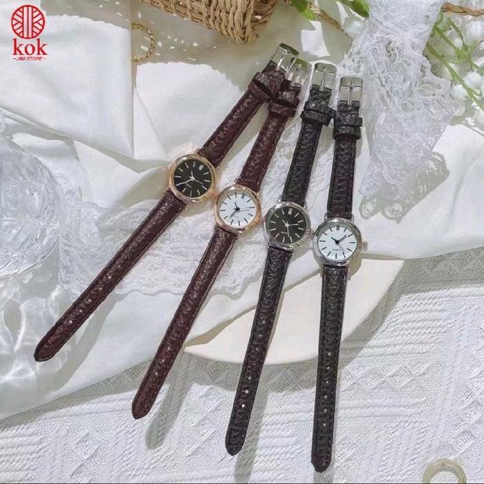 C (C39) JAM TANGAN WANITA BULAT CASUAL/JAM TANGAN WANITA STRAP KULIT SINTETIS/JAM TANGAN WANITA