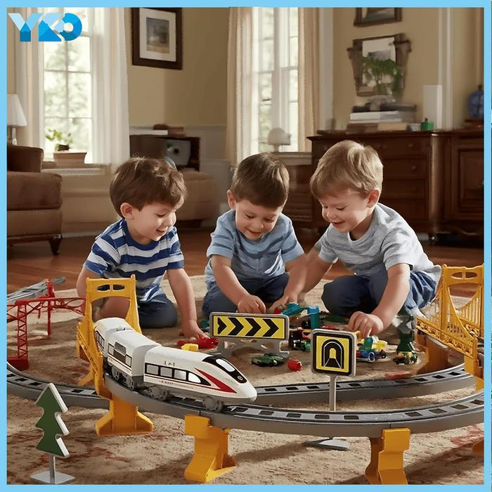 YKO Kereta Api Mainan Rel Panjang Mainan DIY Kereta Rel Listrik Kereta Api Rail King Mainan Anak