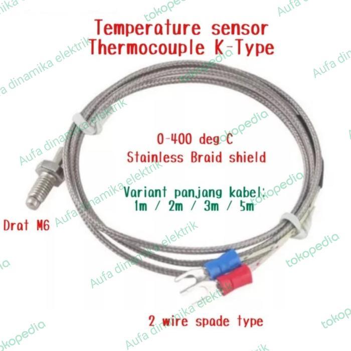 Thermocouple type K ulir M6 0-400C kabel Thermocouple K type drat M6 DRAT KASAR