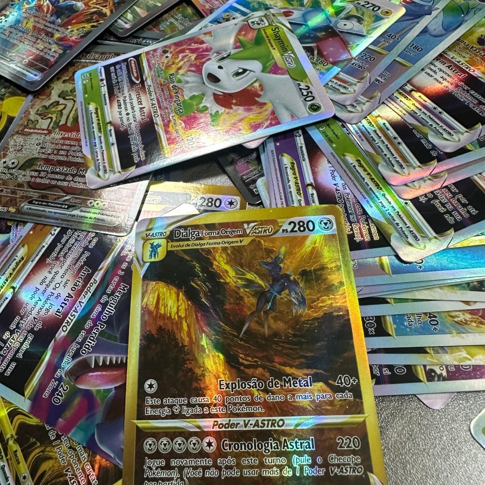 55-100Pcs Portuguese Pokemon Cards Terastal Pikachu Vstar Vmax GX Letter Rainbow Arceus Shiny