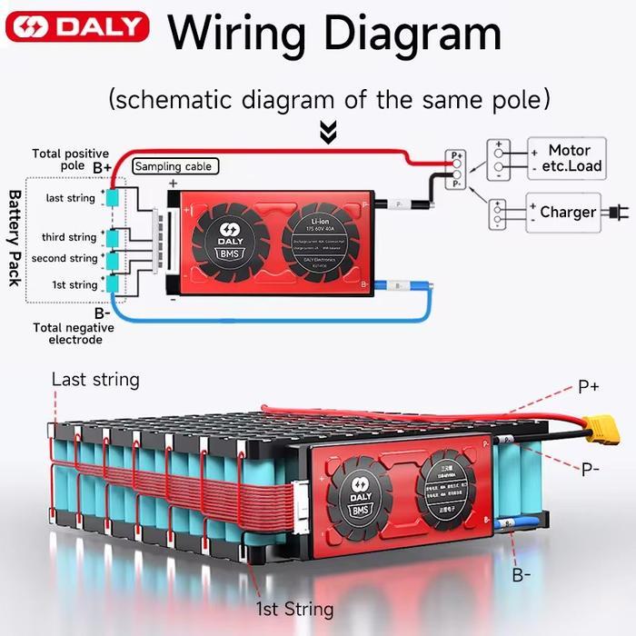 Bms Baterai Lifepo4 12V 4S 12.8V Daly Waterproof 20A 30A 40A 60A 80A 100A