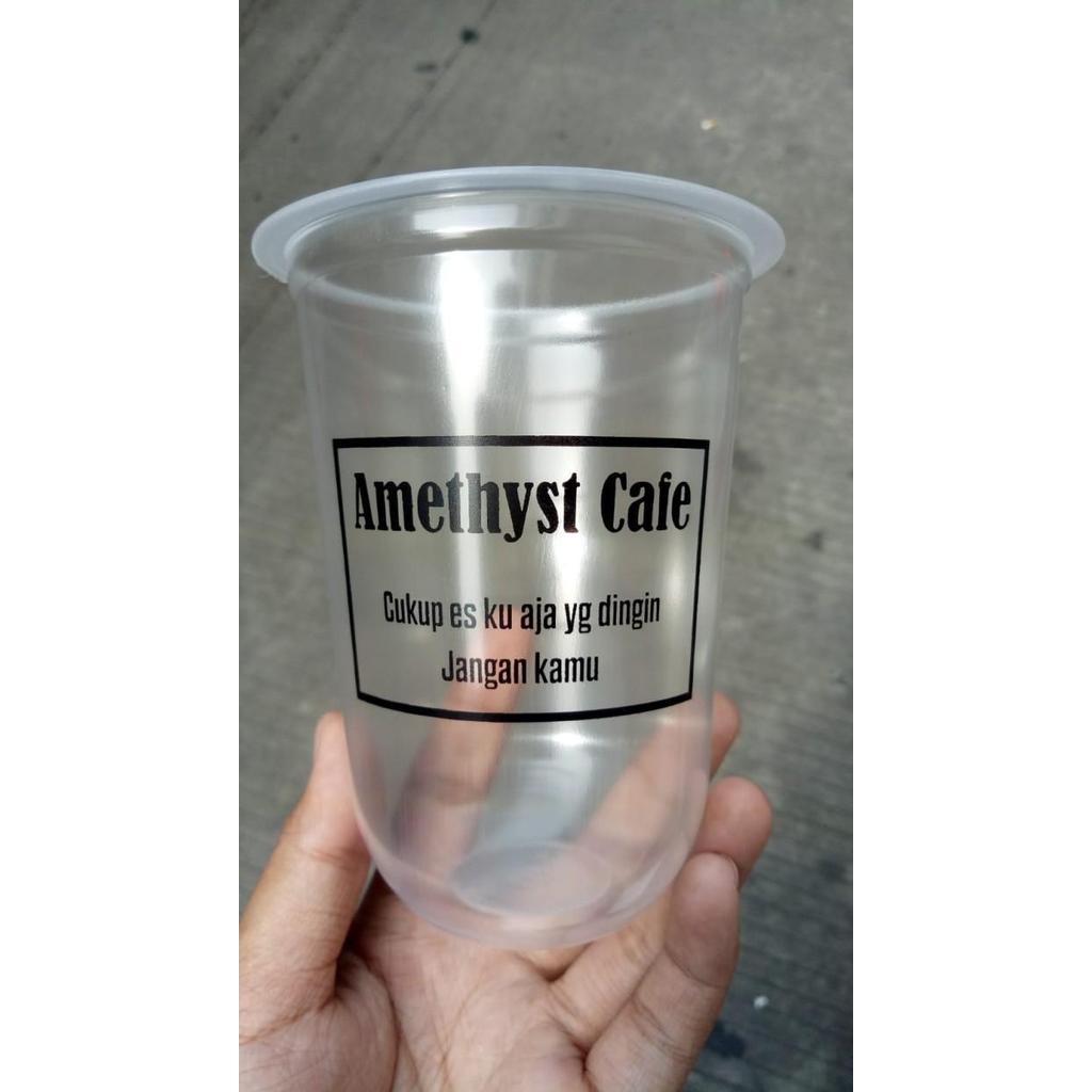Gelas 14 Oz Print Sablon Gelas Plastik Cup 14 Oz Oval Tbk