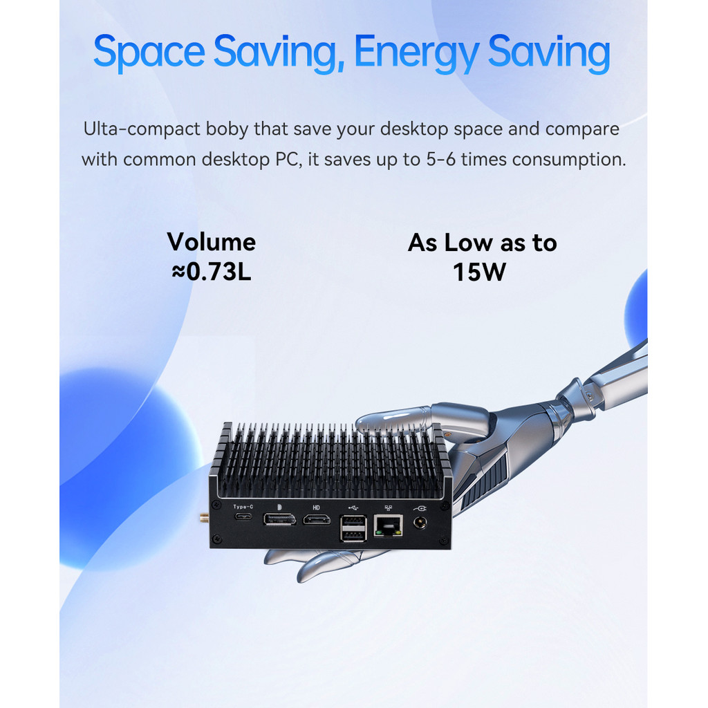 . Mini Pc Fanless Industrial Computer Intel Pentium 5405U Ddr4 M.2 Nvme Ssd 4K Uhd Wifi Bluetooth
