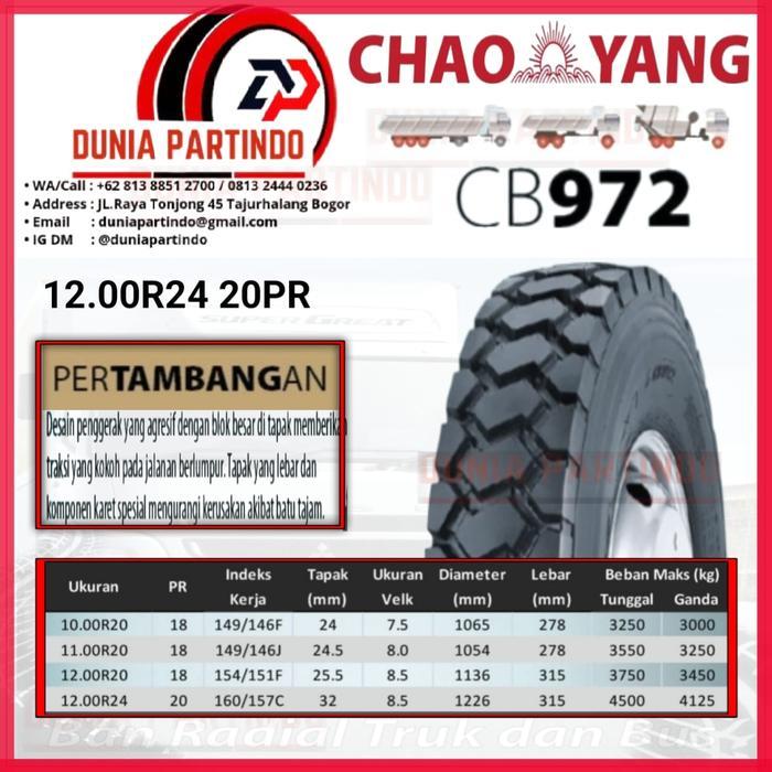 Ban Truk Bus CHAOYANG CB972 12.00R24 20PR Chat Diskon Untuk Harga&Stok