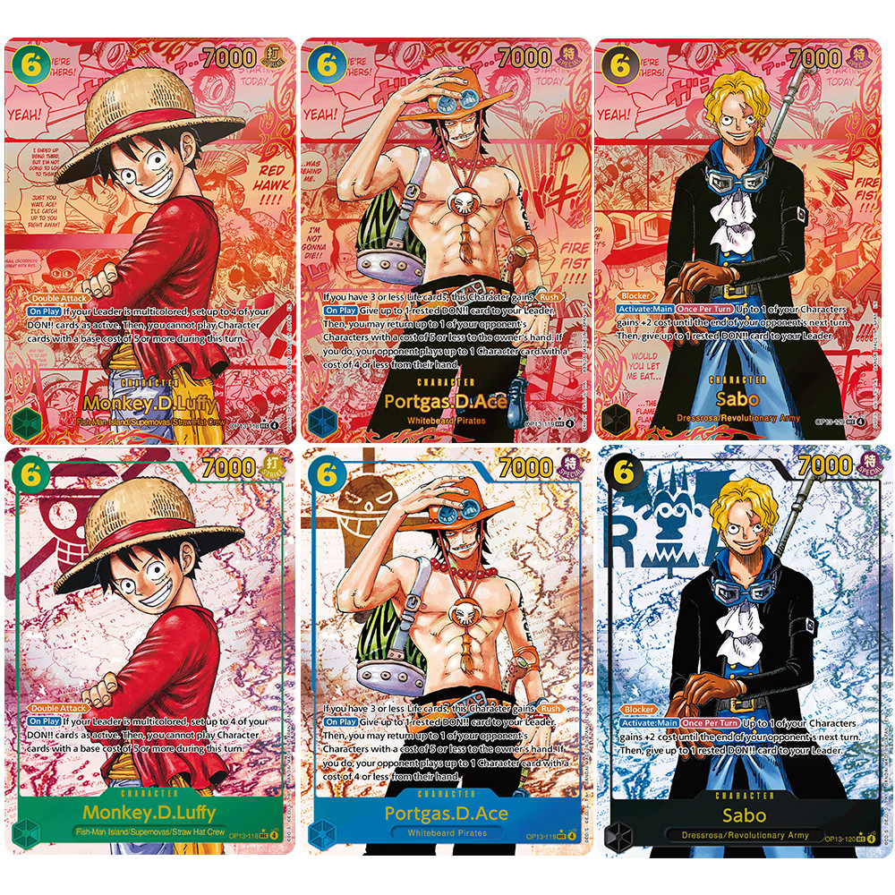 3PCS ONE PIECE OPCG OP13 Red Manga Card Luffy Ace Sabo Toys Hobbies Hobby Collectibles Game