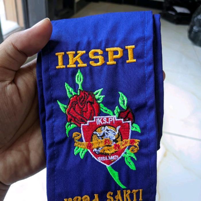 IKSPI Kera Sakti Sabuk Biru Motif Bordir Mawar Bahan American Drel untuk Pakaian Formal