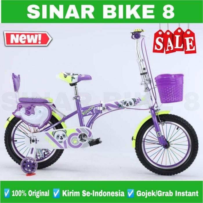 SEPEDA LIPAT ANAK KOUAN UKURAN 16 INCH BONCENGAN KERANJANG - Pink