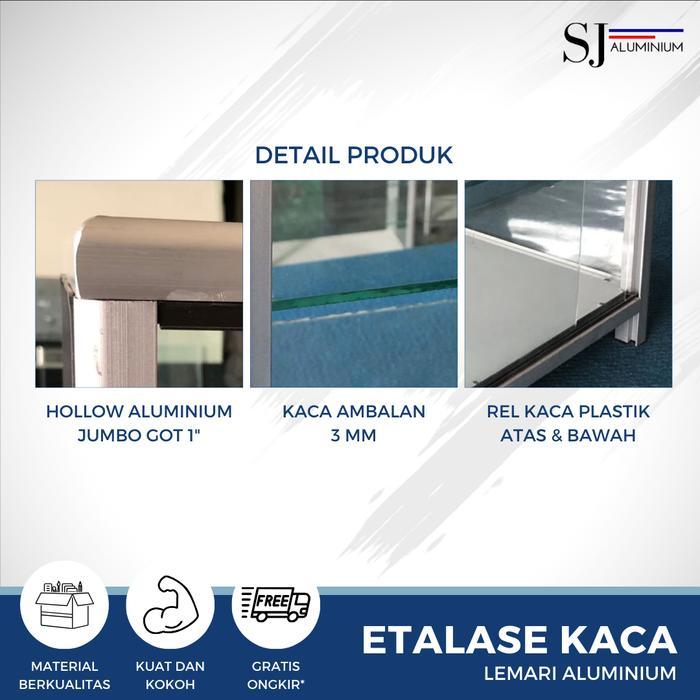 Etalase Kaca Aluminium / Etalase Display / Lemari Kaca - Panjang 60 X Lebar 25 Cm