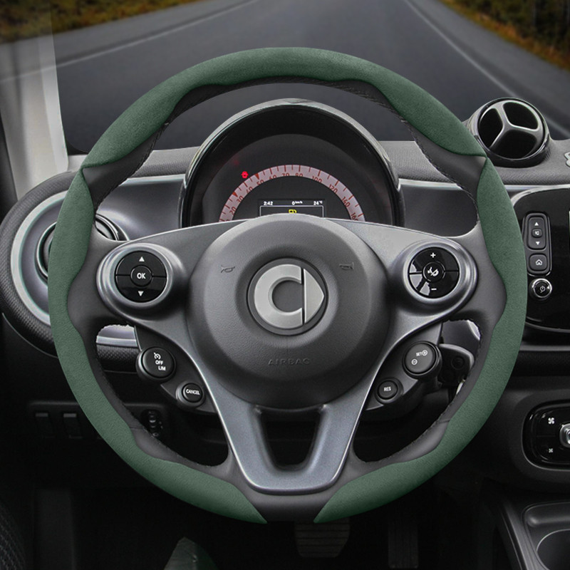 Suitable for Smart Anti-Slip Buckle Segmented Suede Steering Wheel Cover Suitable for Fortwo 451 450