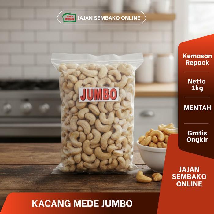 Kacang Mede Jumbo Sulawesi Mente Mete Utuh Jumbo 1 Kg Mete Utuh Premium, Besar, Gurih & Renyah