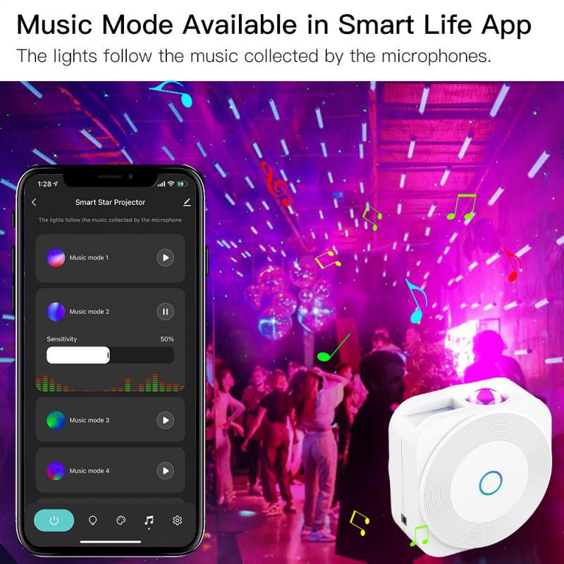 . Tuya Wifi Smart Star Projector Galaxy Wave Star Sky Night Light Projector Music Rhythm Function