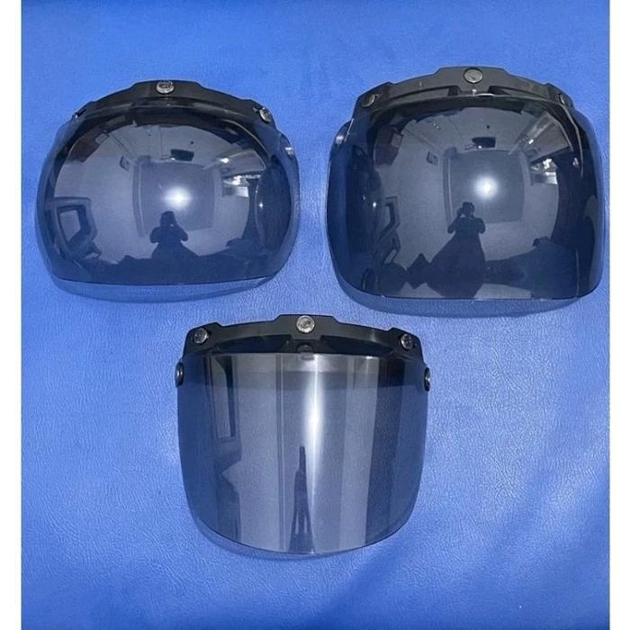 KACA HELM BOGO DATAR CEMBUNG HITAM PUTIH SNI MOTORCYCLE MIKA AKRILIK CRF VENOM