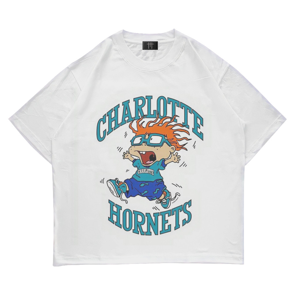 MEGABLAST - CHARLOTTE HORNETS kaos unisex VINTAGE OVERSIZE COMBED 20S Ukuran (S-3XL)