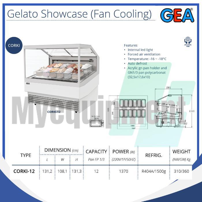 GELATO SHOWCASE FAN COOLING DISPLAY GELATO ES KRIM  GEA CORKI-12