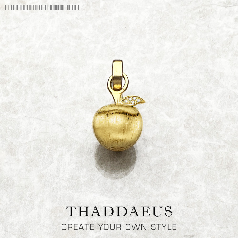 Gold Plated Pendant Apple New Fine Jewelry Bijoux Accessories 925 Sterling Silver Romantic Gift For