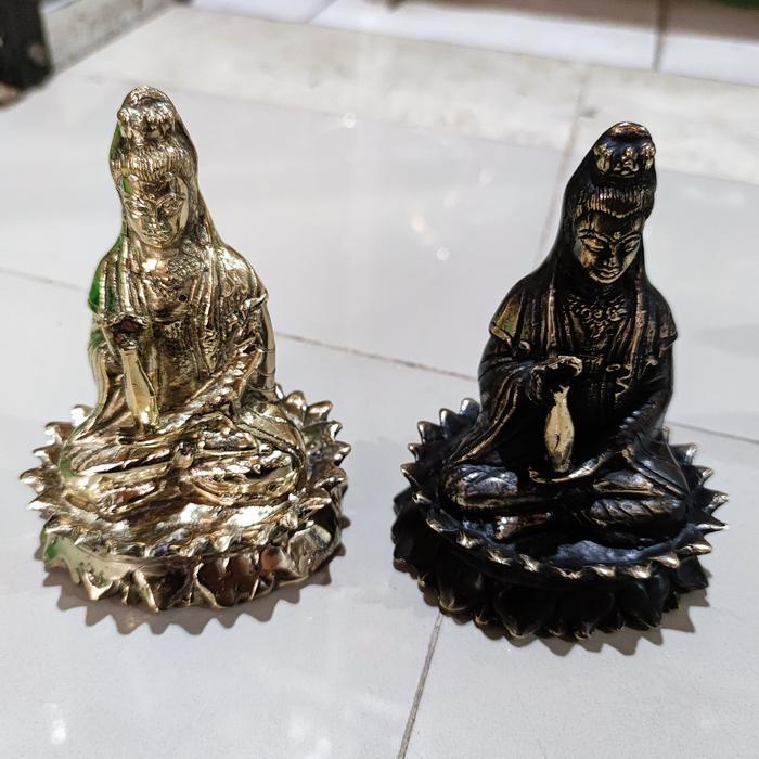 patung dewi kwan im kuningan bronze 13cm