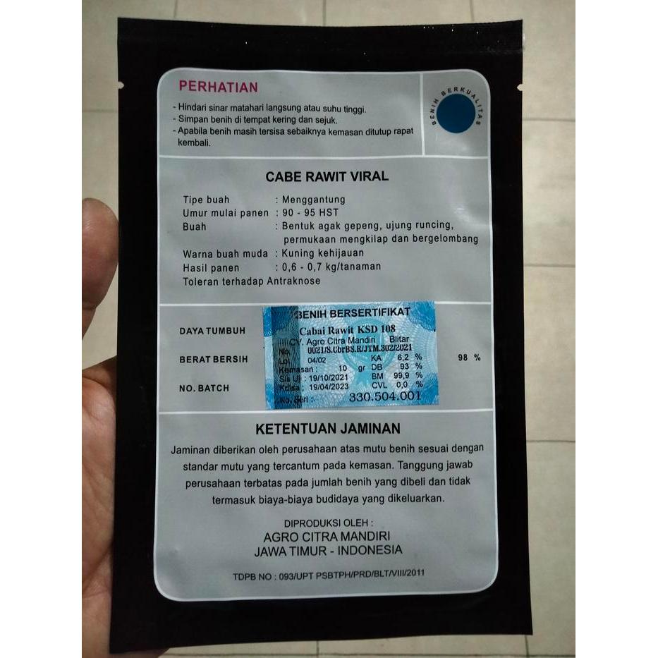 Terangbenderangshop Benih Cabe Rawit Viral 10 Gram - Bibit Cabe Viral - Cabai Crm Viral Kaliber