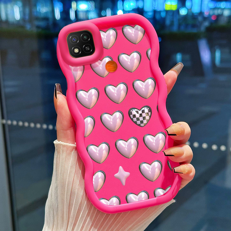 Casing Hp Untuk Xiaomi Redmi 9C NFC 10A POCO C3 C31 Case 3D Pink Heart Image Cesing Polos Kasing Mac