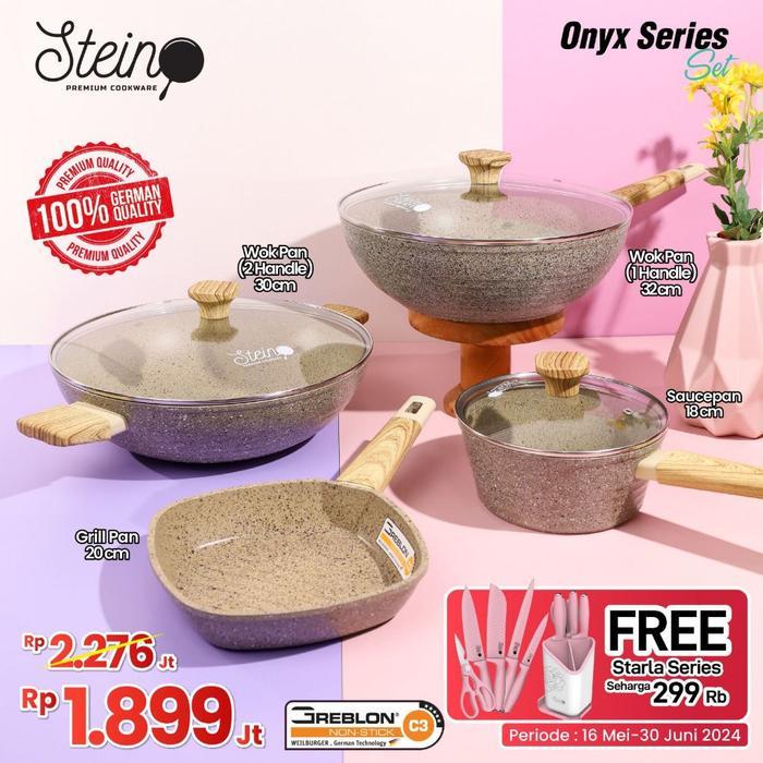 [VOUCHER 50RB FREE PISAU STARLA] Steincookware Stein Paket Onyx 4 in