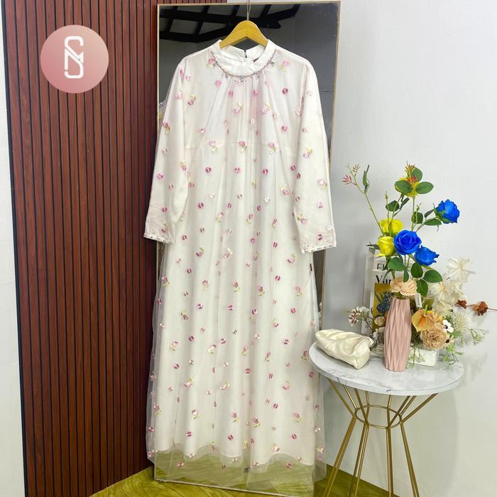 Myshawl Haura Gamis Jumbo Gamis Bigsize Gamis Brukat Kondangan Tille Motif Kasual Kondangan Wisuda