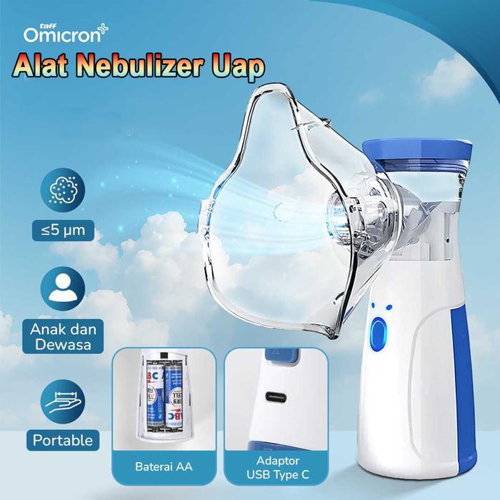 Ready TaffOmicron Nebulizer Uap Portable Alat Nebu Inhaler Uap Obat Terapi Pernapasan Asma Anak dan