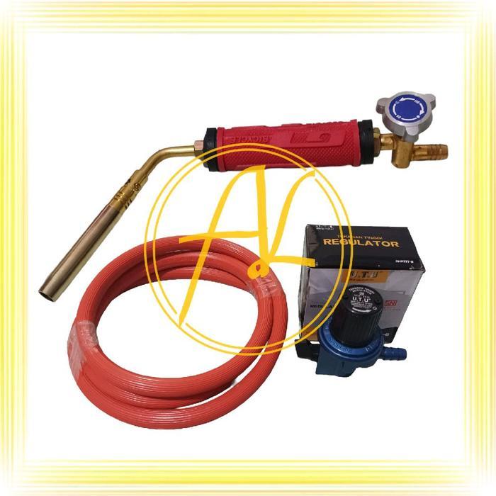 Paket Lengkap Alat Las Lpg Torch Gas Dengan Regulator Tekanan Tinggi Dan Selang Gas 1,8M