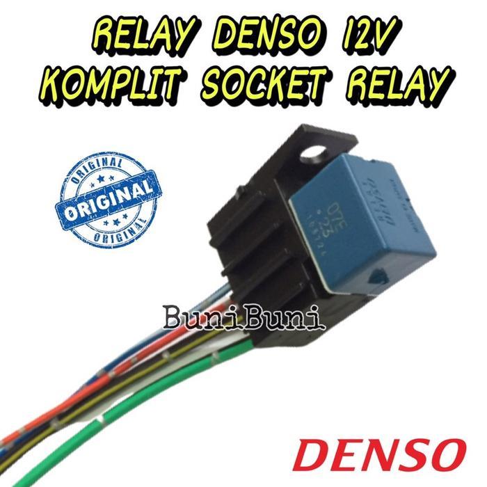 "New" Relay DENSO BIRU Komplit Socket Relay Untuk AC Mobil 12V Universal / RELAY DENSO KAKI 4
