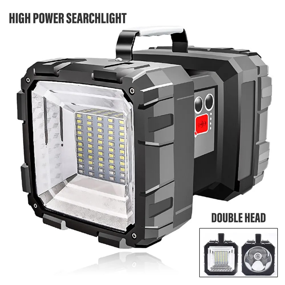 Camping High Power Led Flashlights Rechargeable Spotlights Searchlight Double Head With Powerful