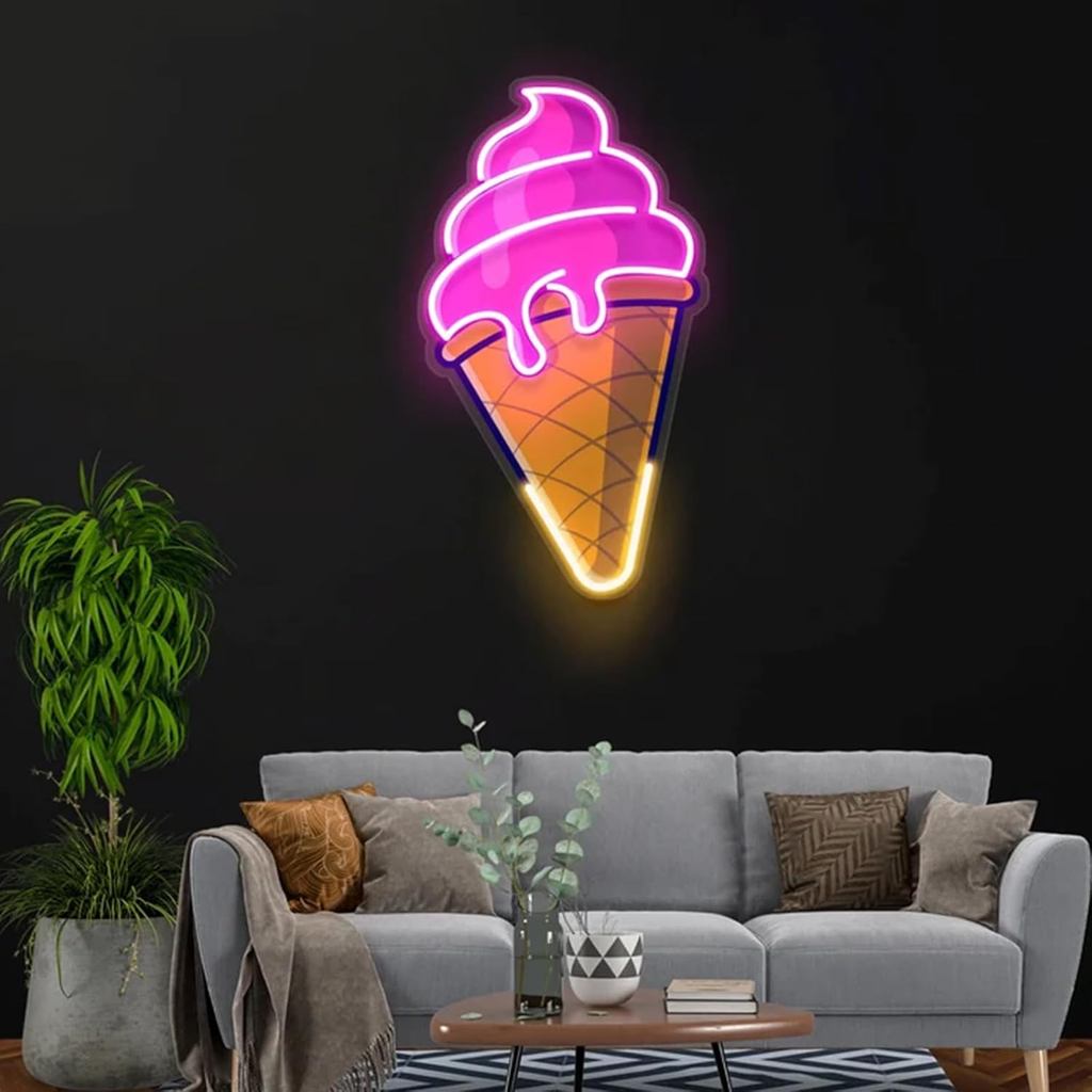 Ice Cream Neon Sign LED Ice Cream Neon Light Business Wall Decor For Ice Cream Store Bar Shop Party