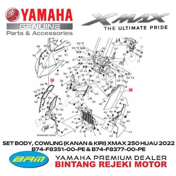 SET BODY, COWLING (KANAN & KIRI) XMAX 250 HIJAU 2022