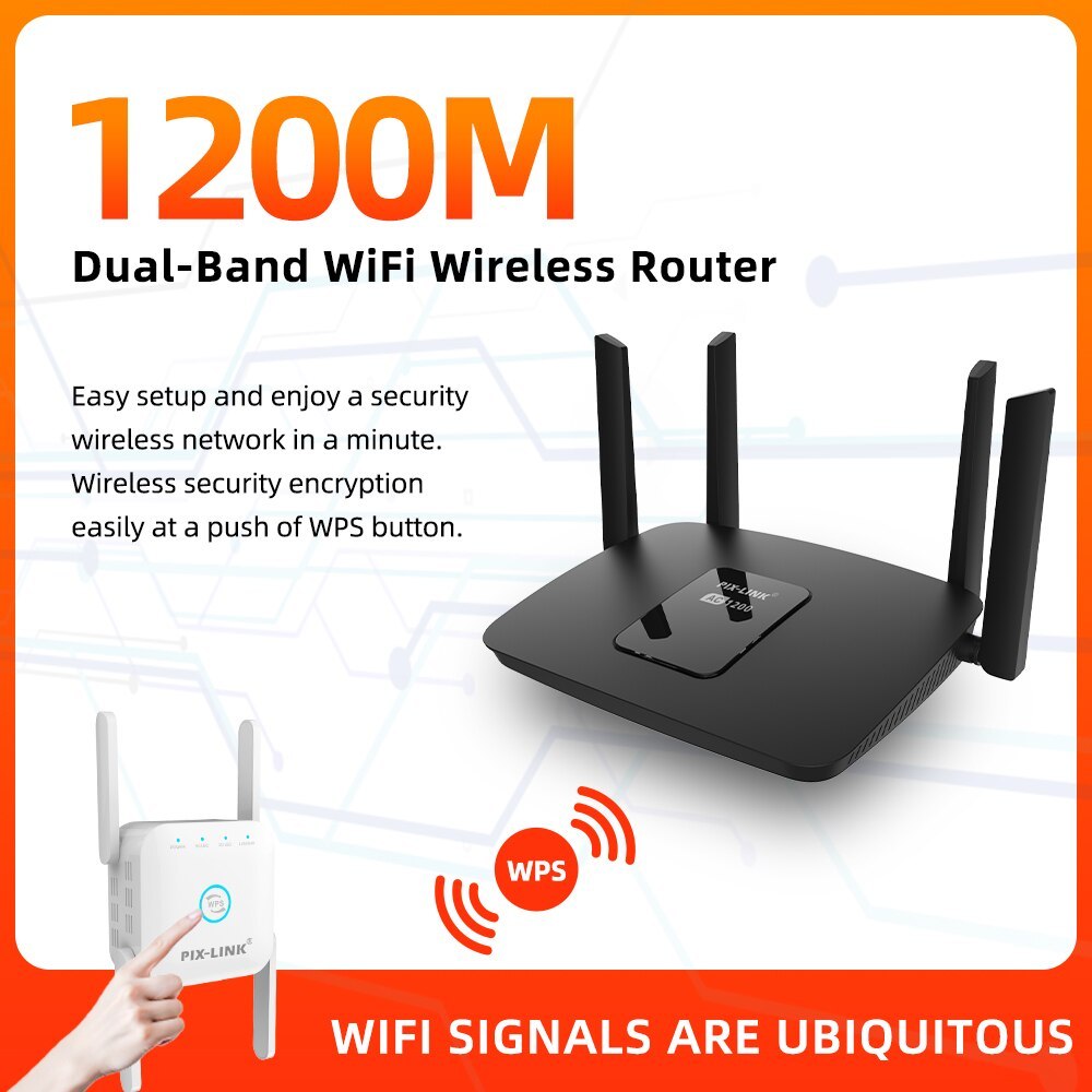 . Pix-Link Ac06 Wi-Fi Router For Wireless Internet, 1200Mbps Dual Band -