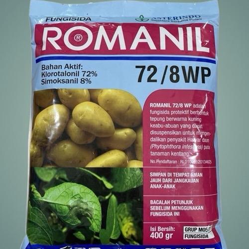 ` Romanil Fungisida 72/8 WP 400 gr - Bahan Aktif Klorotalonil 72% & Simoksanil 8% untuk Tanaman