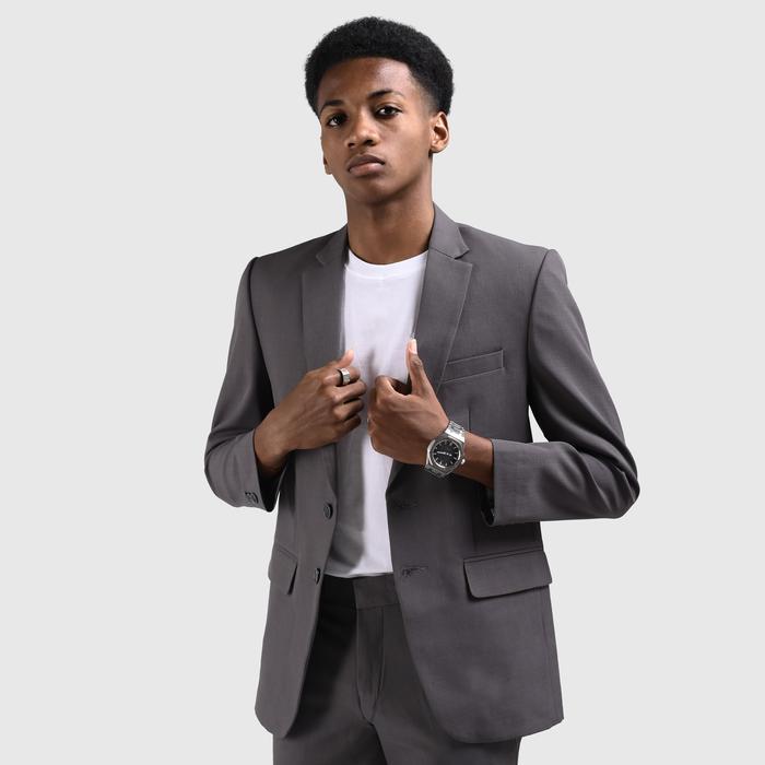 Set Jas Slimfit Pria Abu-Abu dengan Cover Jas - Ukuran M