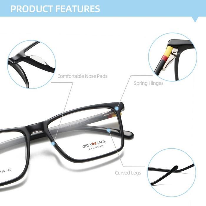 Premium Grey Jack Frame Kacamata Bahan Acetate Bisa Minus Style Kotak 60019 Original