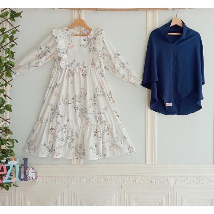 Set Gamis Anak 1 - 14 Tahun Free Hijab Instan / Set Gamis Kaira Motif Baru Dress Katun Tbk