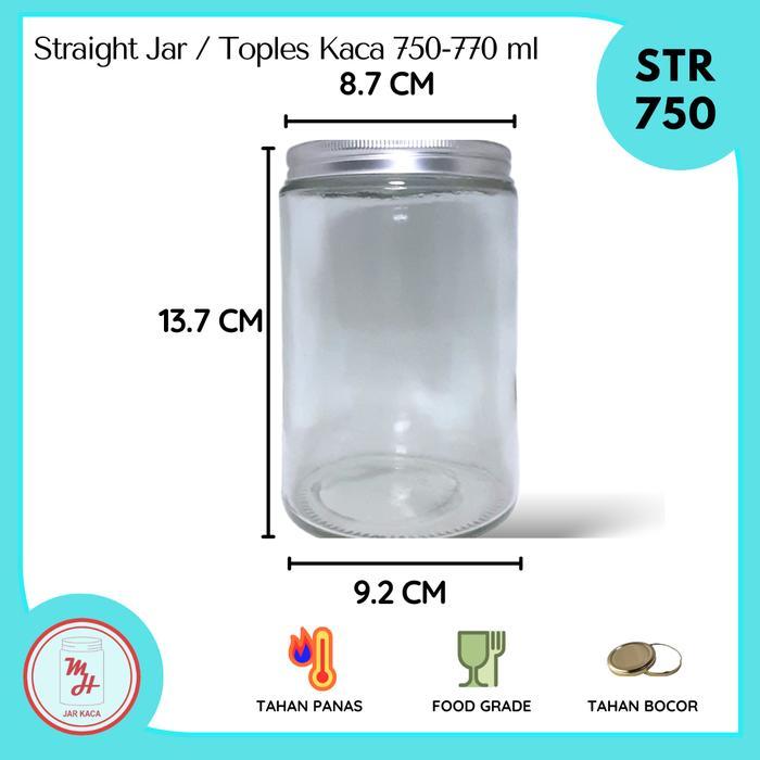 JAR KACA STRAIGHT GLASS 250,400,500ML TUTUP ULIR FLAT ALUMINIUM