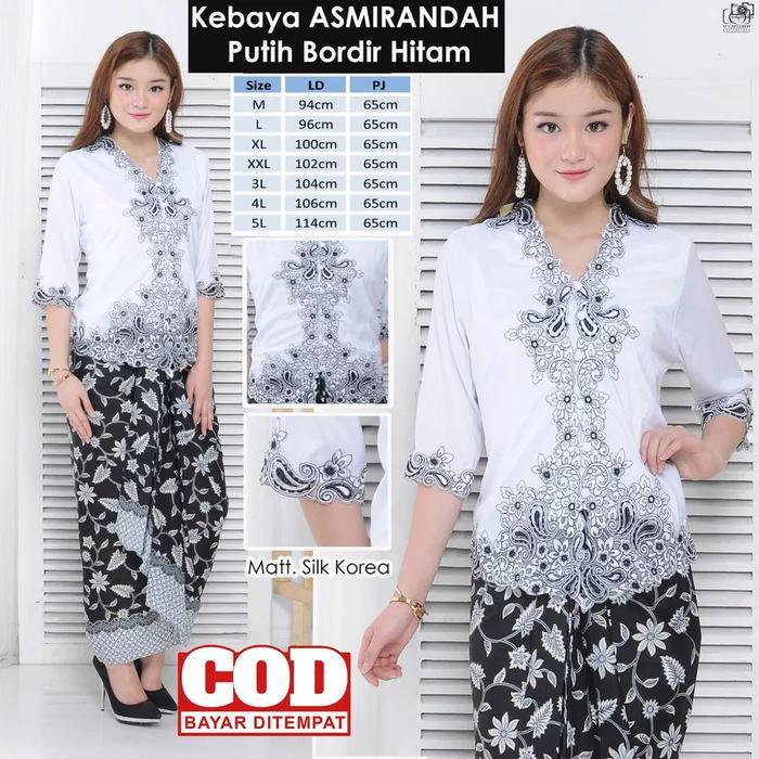Atasan Kebaya Bordir Modern Asmirandah Lengan Panjang 3/4 Putih
