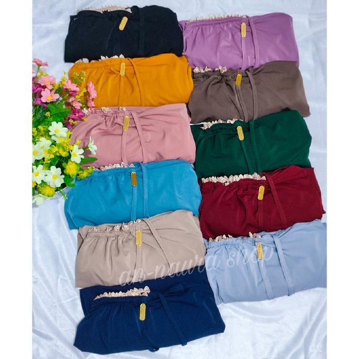 Jilbab Kerut Renda Claudia Terbaru - Bergo Kerut Renda Jersey - Kerudung Jersey Renda- Hijab Instan