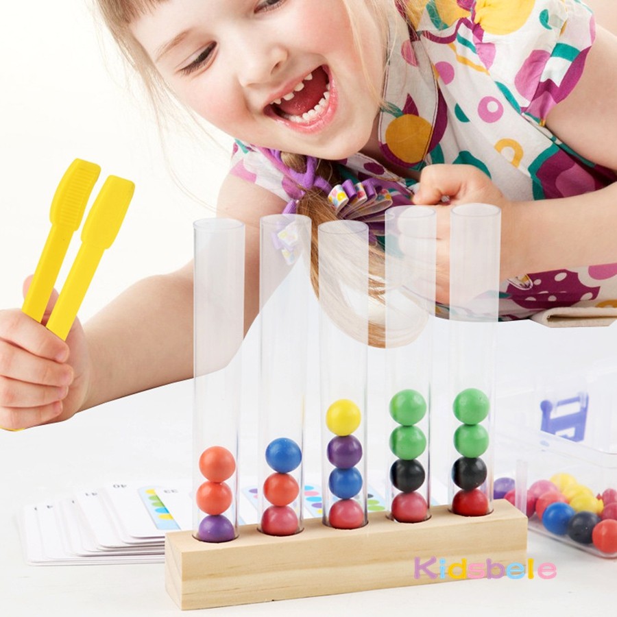 Kids Clip Beads Test Tube Toys Montessori Color Sorting Game Beads Counting Fine Motor Skill Toy