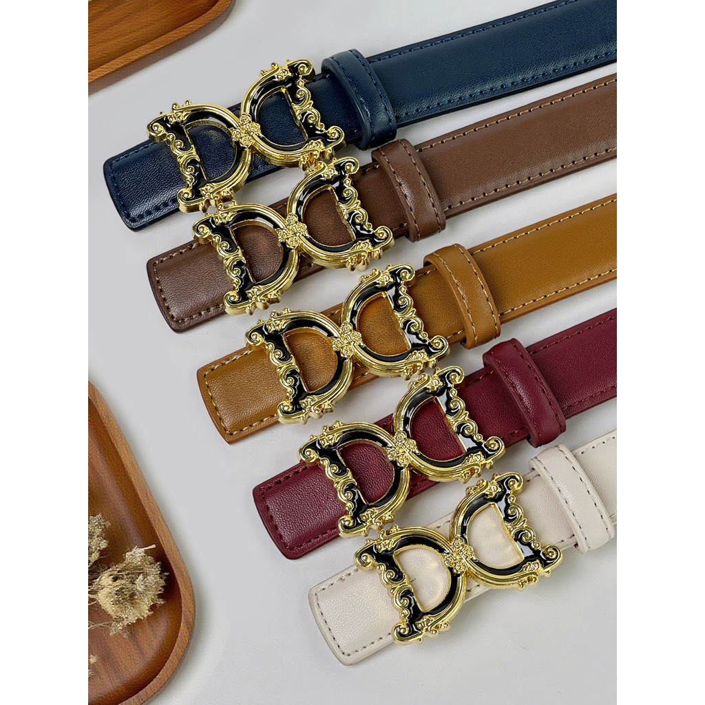 Ladies Belt Joker Jeans with Brown Belt Female 2025 New Decorative Black