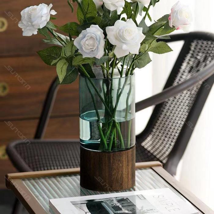 SUNXIN Vas Kaca Tinggi A32/ Vas Kaca Tali Rami / Vas Bunga Kaca Bening / Vas Kaca Bening